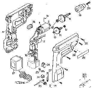 Exploded Diagram A Diagram and Parts List for 9013-04 Type 4 Black and Decker Cordless Drill